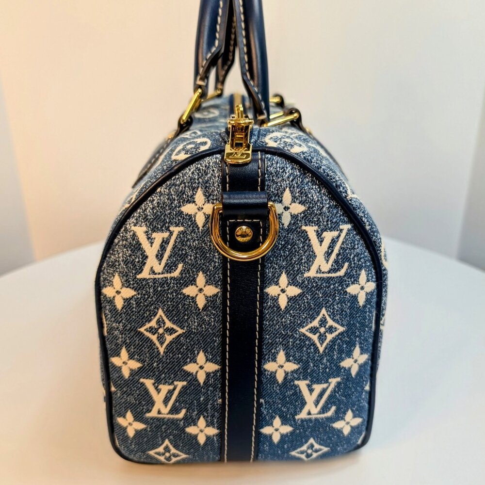 Louis Vuitton Denim Jacquard Monogram Speedy Bandoulière 25 - Picture 3 of 16